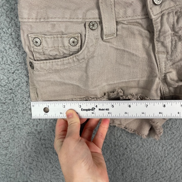 TRUE RELIGION Bobby Cut Off Shorts Womens 25 (26x2) Brown Pockets Comfort Denim - Picture 8 of 13